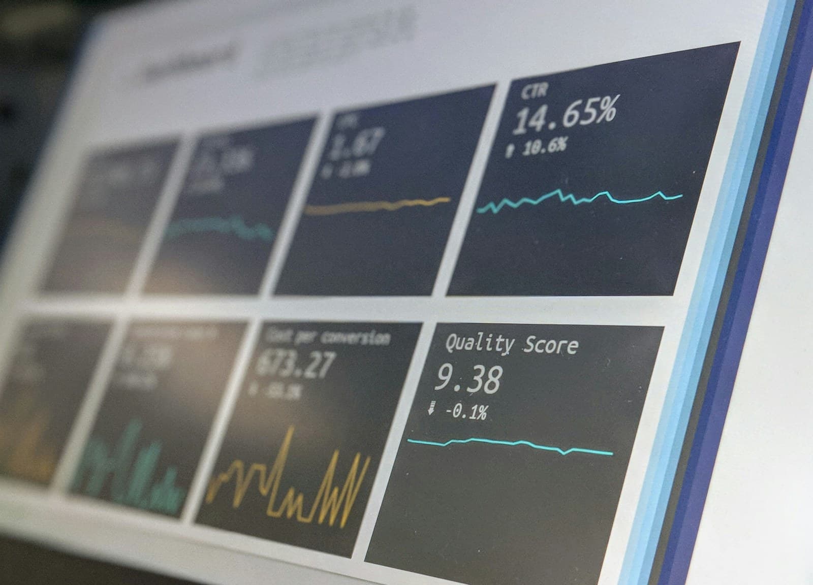 Analytics dashboard displaying performance metrics and trend lines